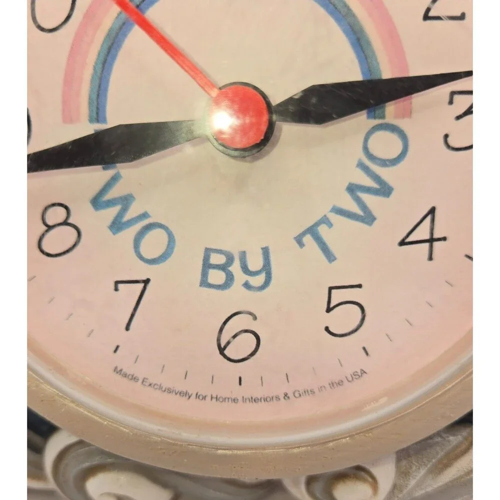 Vintage Noah's Ark Nursery Wall Clock Two by Two Kids Room Home Interiors Works